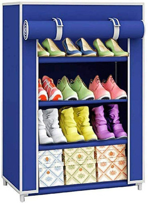 QURACK Shoe Rack Stand for Home Multipurpose Storage Organizer Metal Shoe Stand(Blue, 4 Shelves, DIY(Do-It-Yourself))