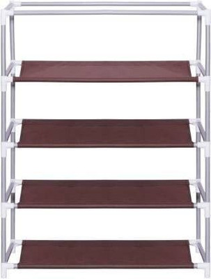 Shivaayracks Shoe Stand, Foldable Collapsible Shoe Rack & Chappal Stand Plastic Shoe Stand(Brown, 4 Shelves, Pre-assembled)