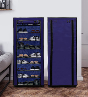 URBAN CHOICE 9-Layer Shoe Rack with Dustproof Cover – Compact & Durable Collection Metal Collapsible Shoe Stand(Blue, 9 Shelves, DIY(Do-It-Yourself))