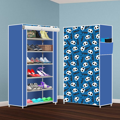 Hridyani 6 Tier Foldable Shoe Rack – Space Saver, Universal for Entry, Bedroom & Balcony Plastic Collapsible Shoe Stand(Red Print, 6 Shelves, DIY(Do-It-Yourself))