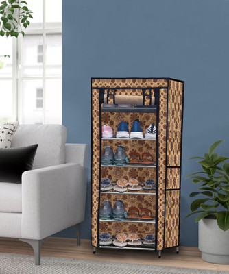 GlowSilk 6 Layer Versatile Metal Shoe Rack Flowerprint Organizer Protect Shoes Metal Collapsible Shoe Stand(Multicolour, 6 Shelves, DIY(Do-It-Yourself))