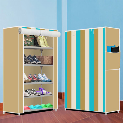 Flipkart Perfect Homes Studio 5 Shelf Metal Compact Shoe Rack Foldable Portable, Convertible Organizer Shelf Metal Collapsible Shoe Stand(Grow Green Print, 5 Shelves, DIY(Do-It-Yourself))