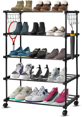 LEOPAX High Density 5-Tier Iron Shoe Organizer Rack | Heavy Duty Shoe Cabinet | Metal Shoe Stand(Black, 5 Shelves, DIY(Do-It-Yourself))
