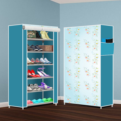 INSIDE STYLE Collapsible Shoe Rack – Plastic 6 Tier Foldable Organizer for Home & Entry Use Plastic Collapsible Shoe Stand(Orange Print, 6 Shelves, DIY(Do-It-Yourself))