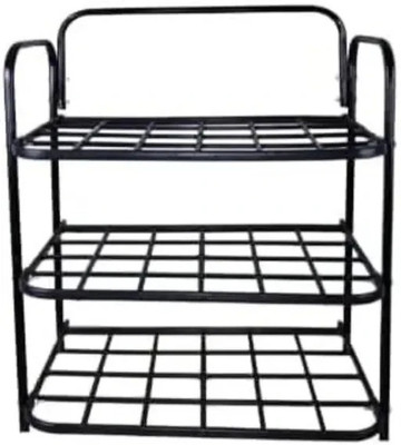 Tenacity 3 Shelves Metal Shoe Rack Stand Shelf Metal, Plastic Collapsible Shoe Stand Metal, Plastic Collapsible Shoe Stand(Black, 3 Shelves, DIY(Do-It-Yourself))