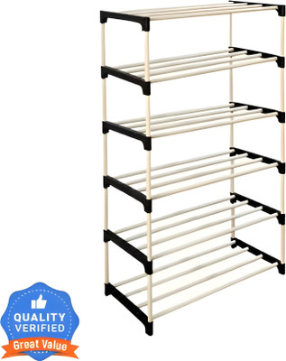 Plexus enterprises 6 layer Heavy Metal PIPE SHOE STAND Plastic Shoe Stand(Black, 6 Shelves, DIY(Do-It-Yourself))