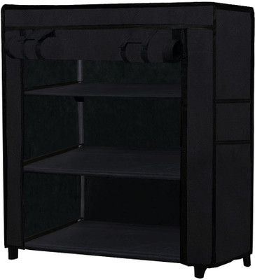 SANAMSTORE Metal Collapsible Shoe Stand(BLACK, 3 Shelves, DIY(Do-It-Yourself))