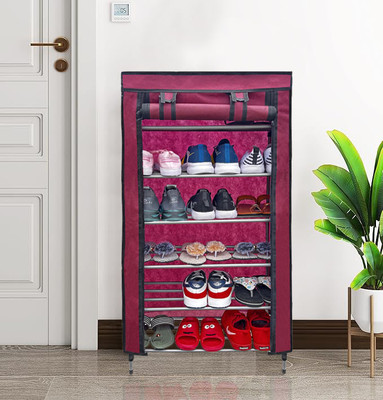 GlowSilk Metal Shoe Stand(Maroon, 6 Shelves, DIY(Do-It-Yourself))
