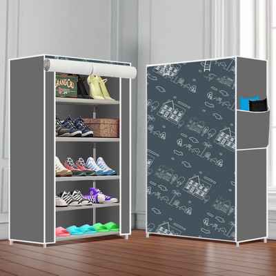 Zooper 5 Tier Foldable Shoe Rack – Space Saver, Universal for Entry, Bedroom & Balcony Plastic Collapsible Shoe Stand(Brown Print, 5 Shelves, DIY(Do-It-Yourself))