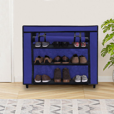 URBAN CHOICE Metal Collapsible Shoe Stand(BLUE, 3 Shelves, DIY(Do-It-Yourself))