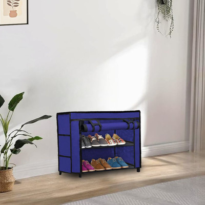 GlowSilk Metal Collapsible Shoe Stand(BLUE, 2 Shelves, DIY(Do-It-Yourself))