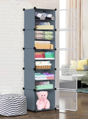 Gymfy PP Collapsible Wardrobe(Finish Color - GREY & WHITE, DIY(Do-It-Yourself))