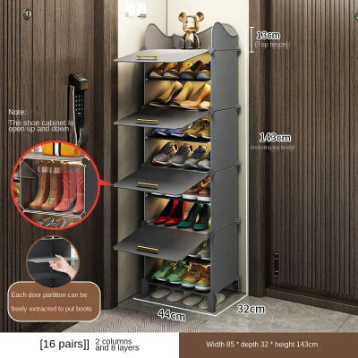 Keekos 3-Door-6-Shelf Shoe rack Modern Multi-tier Shoe Cabinet Plastic Shoe Rack(Grey-HF1, 6 Shelves, DIY(Do-It-Yourself))