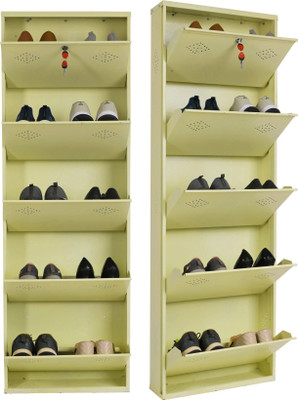 Aavatar 5 Door Ivory 21 Inch Wall Mounted Modern Shoerack Metal Shoe Rack(Ivory, 5 Shelves, Pre-assembled)