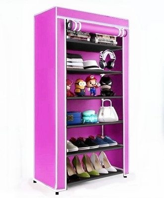 EXPOSURE House Hold Multipurpose 6 Layer Collapsible shoe rack Pink Metal Collapsible Shoe Stand(Pink, 6 Shelves, DIY(Do-It-Yourself))