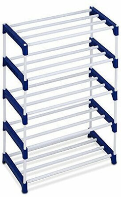 TheNextStore 5 layer pvc pipe Storage Saving Rack Organizer Metal Collapsible Shoe Stand(Blue, 5 Shelves, DIY(Do-It-Yourself))