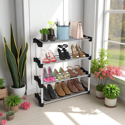 hph craftt 4-Tier Multi-Purpose Plastic Stand - Organizer for Entryway, Closet, & Mudroom Plastic Shoe Stand(White, 4 Shelves, DIY(Do-It-Yourself))