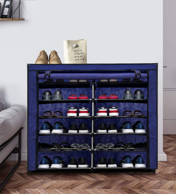 URBAN CHOICE 12-Layer Shoe Rack with Dustproof Cover – Compact & Durable Collection Metal Collapsible Shoe Stand(Blue, 12 Shelves, DIY(Do-It-Yourself))
