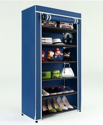 EXPOSURE House Hold Multipurpose 6 Layer Collapsible shoe rack Blue Metal Collapsible Shoe Stand(Blue, 6 Shelves, DIY(Do-It-Yourself))