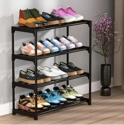 LEZOMZY 4 Layer Multipurpose Plastic Storage Rack Plastic Shoe Rack(matte finish, 4 Shelves, DIY(Do-It-Yourself))