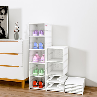 Heart Home (5-Layer) Foldable Storage Rack for Shoe, Slippers & Books | White Plastic Shoe Stand(White, 5 Shelves, DIY(Do-It-Yourself))