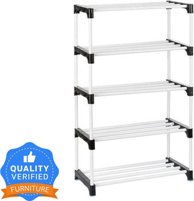 RKE Books racks and multipropres Plastic Shoe Stand(Metal Black 5 layers, 5 Shelves, DIY(Do-It-Yourself))