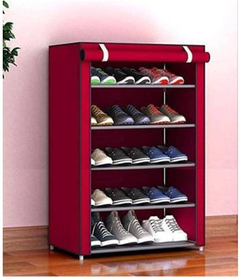 SHIVA HANDICRAFT CO MULTIUSED SHOE RACK/STAND Plastic Shoe Rack(Maroon, 5 Shelves, DIY(Do-It-Yourself))