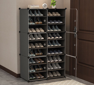 Sasimo 18-Shelf-6-Door Plastic Cubort Shoe Rack Plastic Collapsible Shoe Stand(Grey,, 18 Shelves, DIY(Do-It-Yourself))