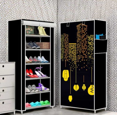 YASHVI Foldable 6-Layer Shoe Rack with Cover | Dustproof & Portable Plastic Shoe Stand(CITY_PRINT, 6 Shelves, DIY(Do-It-Yourself))