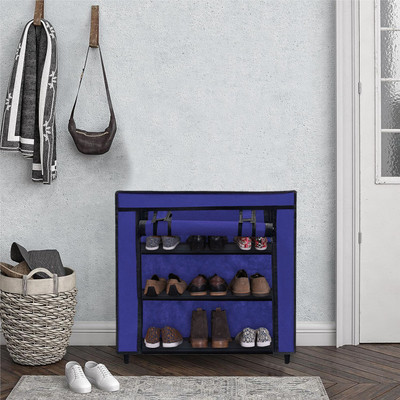 URBAN CHOICE Metal Collapsible Shoe Stand(BLUE, 3 Shelves, DIY(Do-It-Yourself))