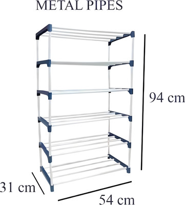 KalashTraders 6 layer Heavy Metal PIPE SHOE STAND Plastic Collapsible Shoe Stand(Black, 6 Shelves, DIY(Do-It-Yourself))