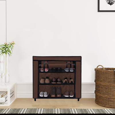 KOnline B_3L_BROWN Metal Shoe Rack(Brown, 3 Shelves, DIY(Do-It-Yourself))