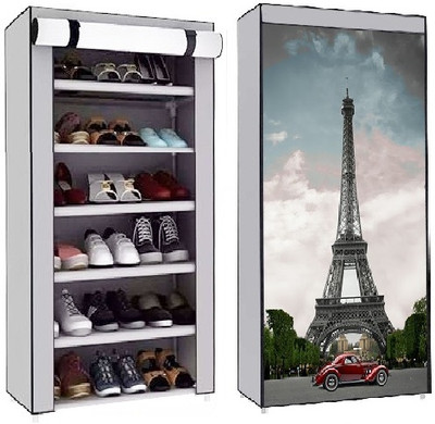 EXPOSURE 6 Layer Shoe Rack Eiffel Tower Metal Collapsible Shoe Stand(Light Grey, 6 Shelves, DIY(Do-It-Yourself))