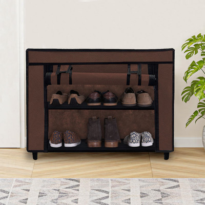 URBAN CHOICE Metal Collapsible Shoe Stand(BROWN, 2 Shelves, DIY(Do-It-Yourself))