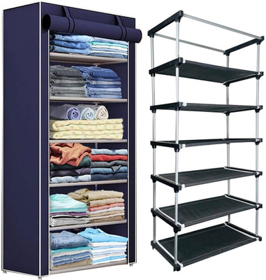QURACK Shoe Rack Stand for Home Multipurpose Storage Organizer Plastic Shoe Stand(Blue, 6 Shelves, DIY(Do-It-Yourself))