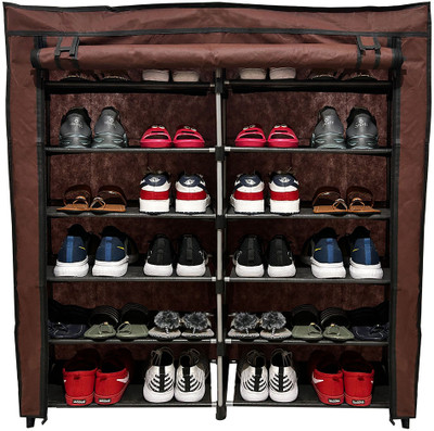 KOnlineShop Shoe Rack 12 Layer Metal Collapsible Shoe Stand(Brown, 12 Shelves, DIY(Do-It-Yourself))