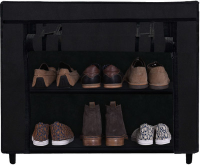 RAXON WORLD Metal Collapsible Shoe Stand(BLACK, 2 Shelves, DIY(Do-It-Yourself))