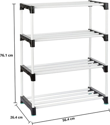 RKE 4 Layer Shoe Rack (Black, Plastic) Plastic Shoe Stand(Black, 4 Shelves, DIY(Do-It-Yourself))