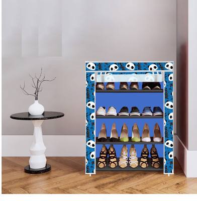 Shaym ji 4 Shelf Foldable Collapsible ShoeRack Plastic Shoe Stand(21-Blue Before Christmas, 4 Shelves, DIY(Do-It-Yourself))