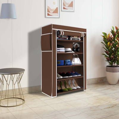 Flipkart Perfect Homes plastic pipes & 5 shelf covered Plastic Collapsible Shoe Stand(Brown, 5 Shelves, DIY(Do-It-Yourself))