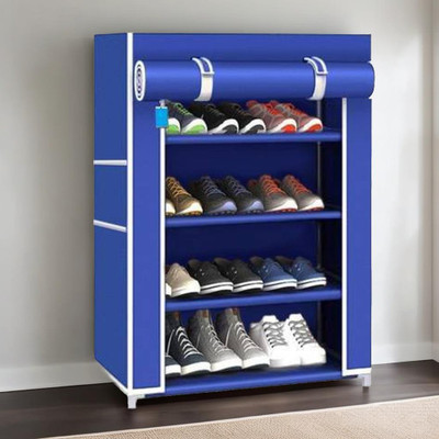 Attache Metal, Plastic Shoe Stand(BLUE, 4 Shelves, DIY(Do-It-Yourself))