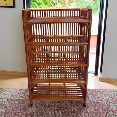 UnrealMonk Bamboo Shoe Rack(brown, 5 Shelves, Pre-assembled)