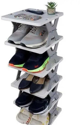 krisha Collapsible Shoe Rack with 6 Shelves – Space-Saving Storage for 5 Pairs Plastic Collapsible Shoe Stand(Multi color, 6 Shelves, Pre-assembled)