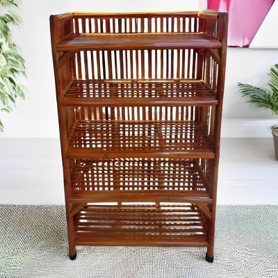 UnrealMonk Bamboo Shoe Rack(Brown, 5 Shelves, Pre-assembled)