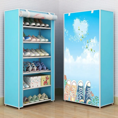 BRANTOX Shoe Rack Organizer – 6 Tier, Foldable, Space-Saving Cabinet for Shoes Plastic Shoe Stand(Blue & White_01, 6 Shelves, DIY(Do-It-Yourself))