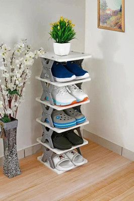 SUMUKHJI Multi Layer Shoe Rack For Home & Office Living Room Bedroom Footwear Rack Plastic Shoe Stand(Multicolor, 6 Shelves, Pre-assembled)