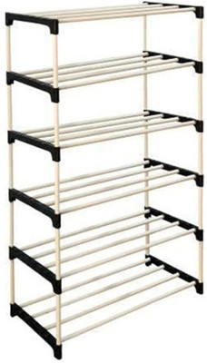 BRANTOX 6 layer Plastic PIPE SHOE STAND Plastic Shoe Stand(Black, 6 Shelves, DIY(Do-It-Yourself))