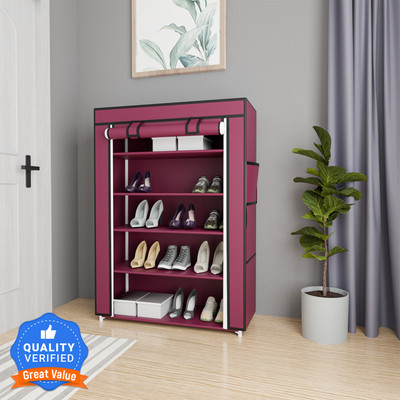 Flipkart Perfect Homes Studio Plastic Collapsible Shoe Stand(Maroon, 5 Shelves, DIY(Do-It-Yourself))