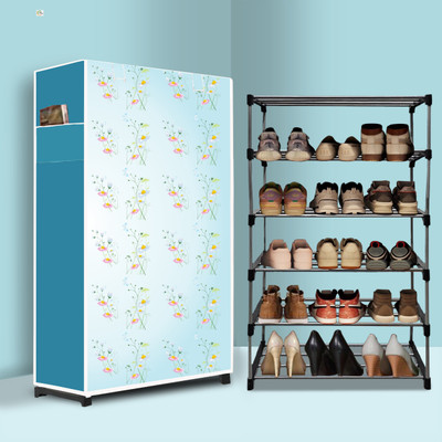 GO HOOKED 5 Tier Foldable Shoe Rack – Space Saver, Universal for Entry, Bedroom & Balcony Plastic, Metal Shoe Stand(Soft lily Flower Modern Printed(A5), 5 Shelves, DIY(Do-It-Yourself))