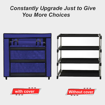 GlowSilk Metal Collapsible Shoe Stand(BLUE, 3 Shelves, DIY(Do-It-Yourself))